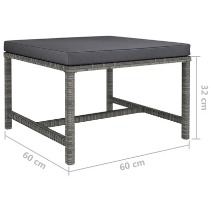 9-Delige Loungeset Met Kussens Poly Rattan Grijs 4x hoek + 4x midden + voetensteun