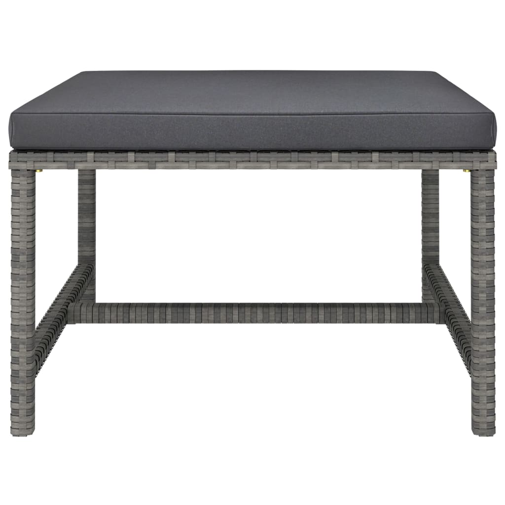 9-Delige Loungeset Met Kussens Poly Rattan Grijs 4x hoek + 4x midden + voetensteun