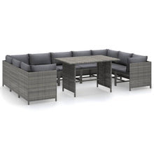 0-Delige Loungeset Met Kussens Poly Rattan Grijs 4x hoek + 5x midden + Tafel