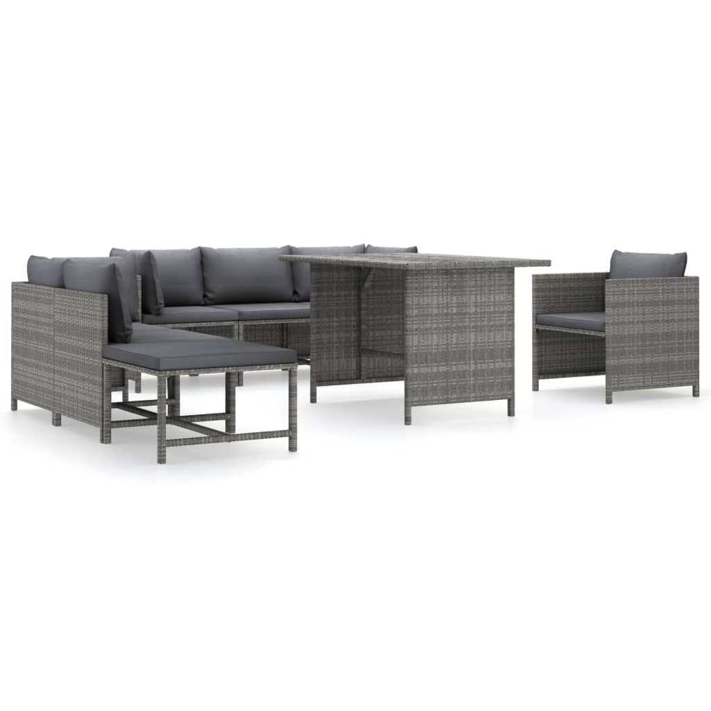 8-Delige Loungeset Met Kussens Poly Rattan 1