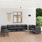 0-Delige Loungeset Met Kussens Poly Rattan Grijs 5x hoek + 3x midden + voetensteun