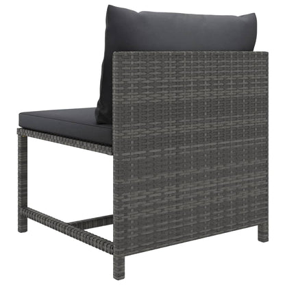 -Delige Loungeset Met Kussens Poly Rattan Grijs 3x hoek + 5x midden + 3x voetensteun