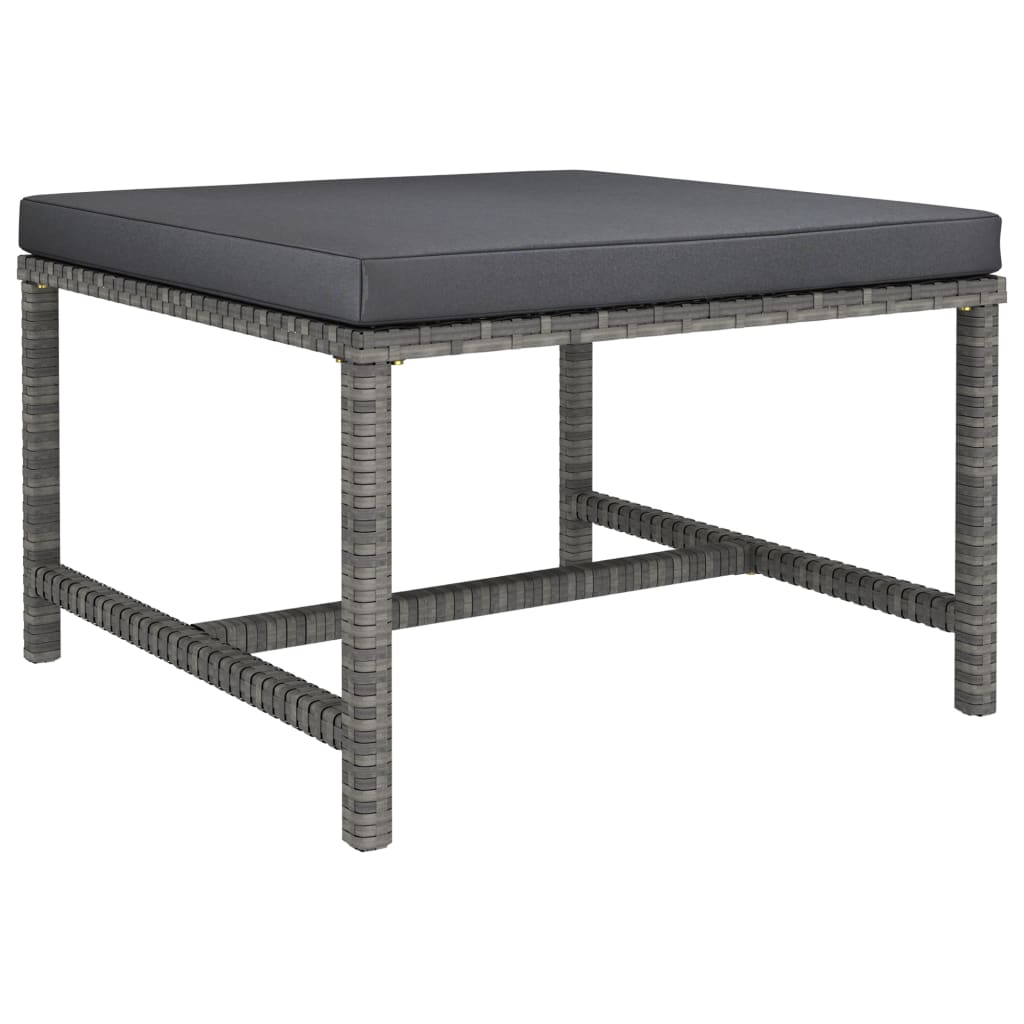 -Delige Loungeset Met Kussens Poly Rattan Grijs 3x hoek + 5x midden + 3x voetensteun