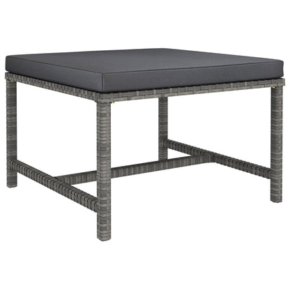 -Delige Loungeset Met Kussens Poly Rattan Grijs 3x hoek + 5x midden + 3x voetensteun
