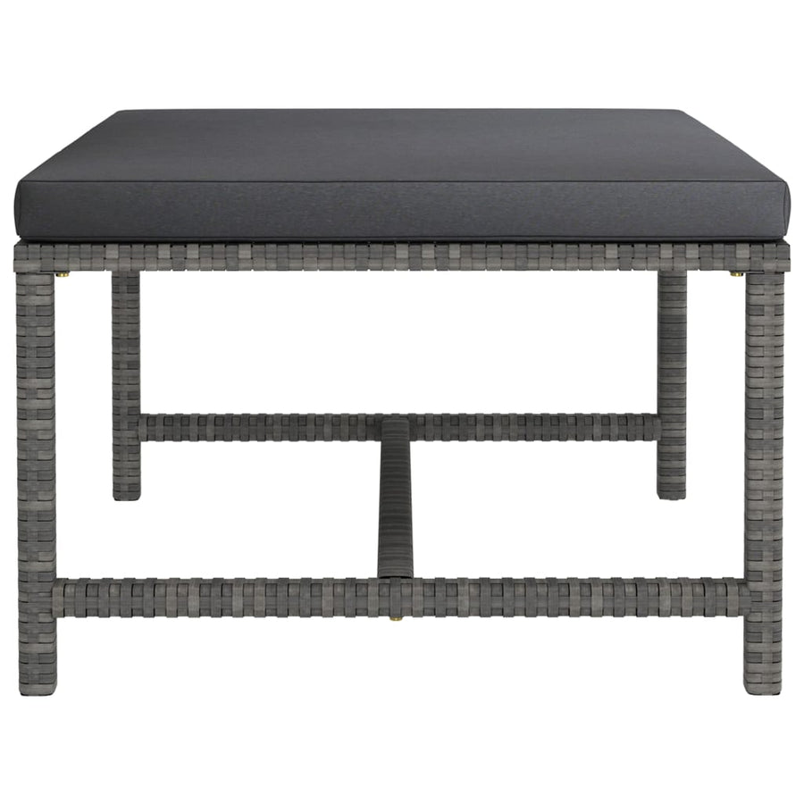 2-Delige Loungeset Met Kussens Poly Rattan Grijs 3x hoek + 5x midden + 4x voetensteun