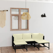 Loungeset poly rattan 5-delig zwart