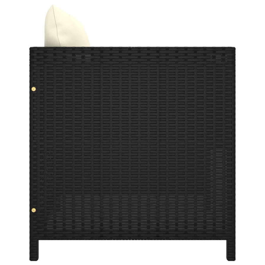 5-Delige Loungeset Met Kussens Poly Rattan Zwart 2x hoek + 2x Fauteuil + Tafel