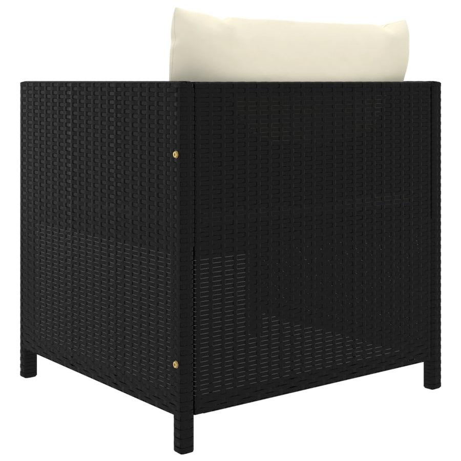 5-Delige Loungeset Met Kussens Poly Rattan Zwart 2x hoek + 2x Fauteuil + Tafel