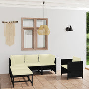 Loungeset 6-delig poly rattan zwart