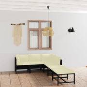 Loungeset 6-delig poly rattan zwart