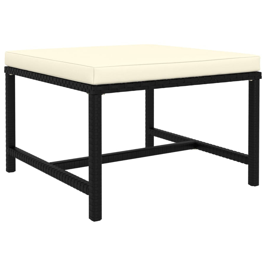 6-Delige Loungeset Met Kussens Poly Rattan Zwart 4x hoek + midden + Tafel