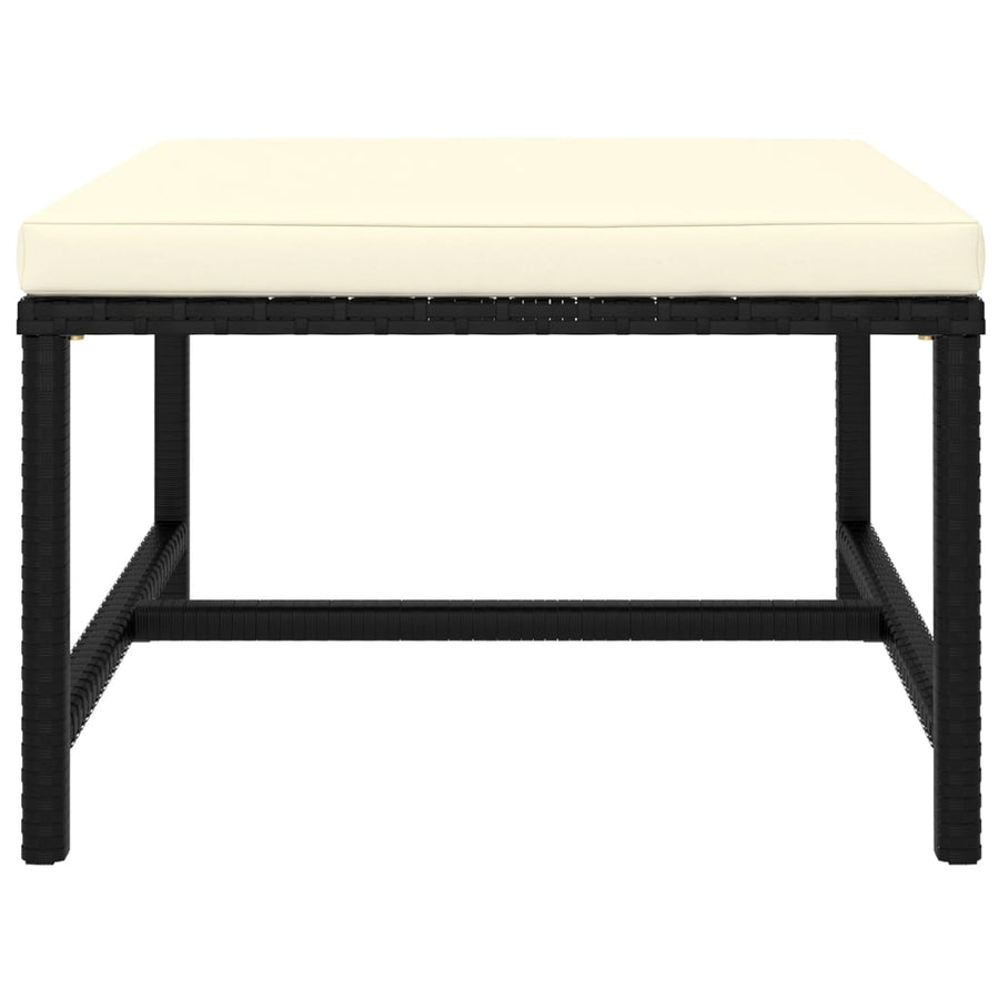 9-Delige Loungeset Met Kussens Poly Rattan Zwart 4x hoek + 4x midden + voetensteun
