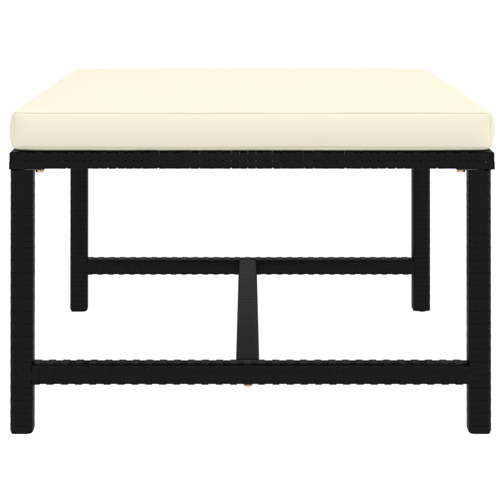 9-Delige Loungeset Met Kussens Poly Rattan Zwart 4x hoek + 4x midden + voetensteun