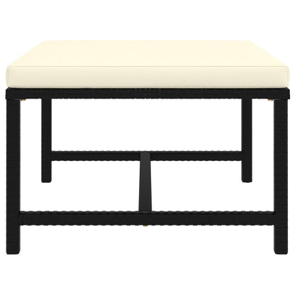 9-Delige Loungeset Met Kussens Poly Rattan Zwart 4x hoek + 4x midden + voetensteun