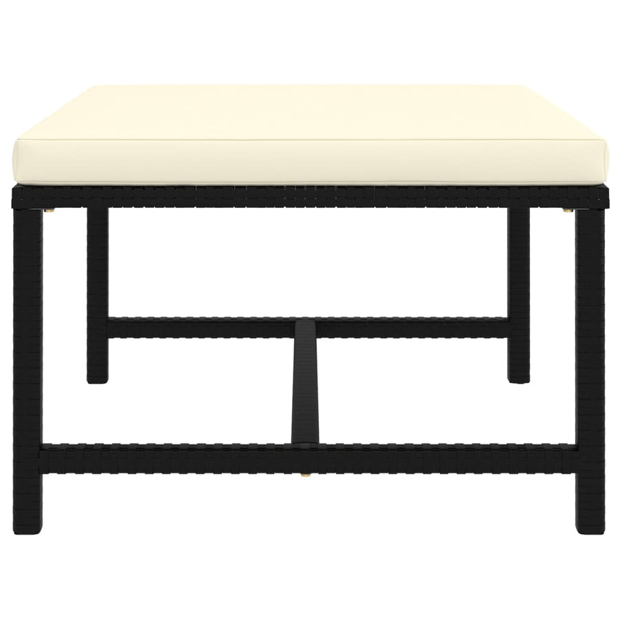 9-Delige Loungeset Met Kussens Poly Rattan Zwart 4x hoek + 4x midden + voetensteun