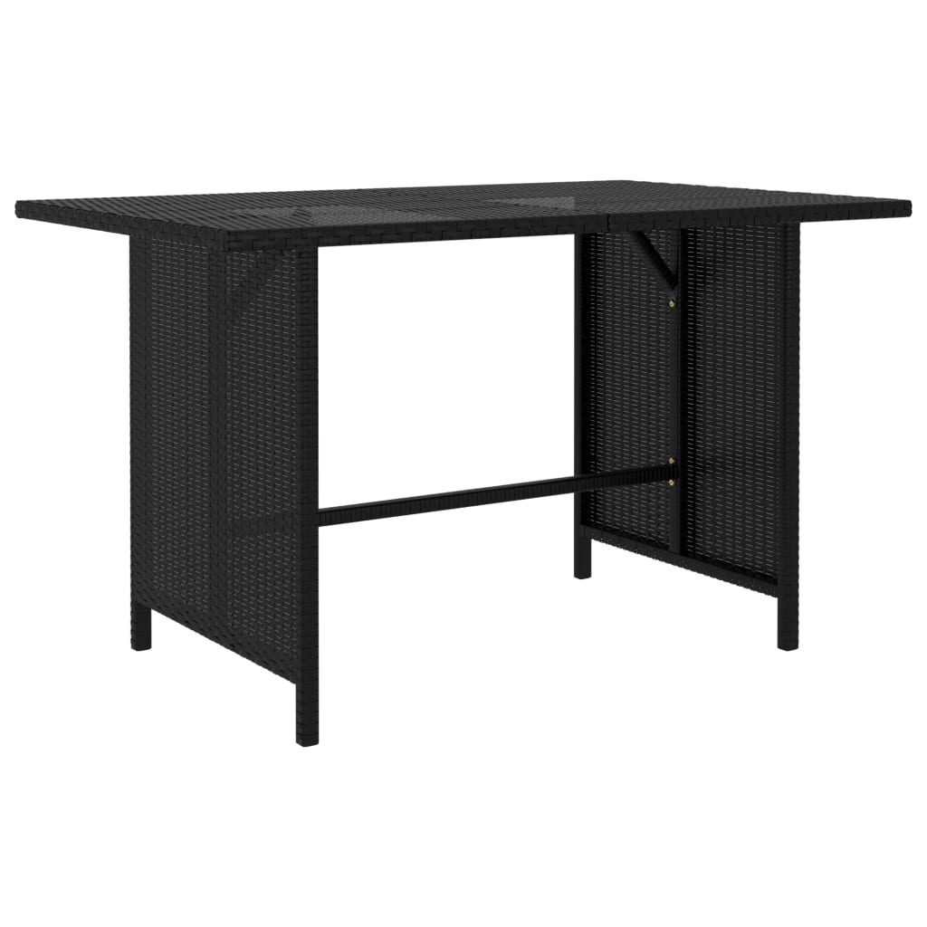 8-Delige Loungeset Met Kussens Poly Rattan Zwart 2x midden + 3x hoek + Fauteuil + voetensteun