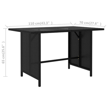 8-Delige Loungeset Met Kussens Poly Rattan Zwart 2x midden + 3x hoek + Fauteuil + voetensteun