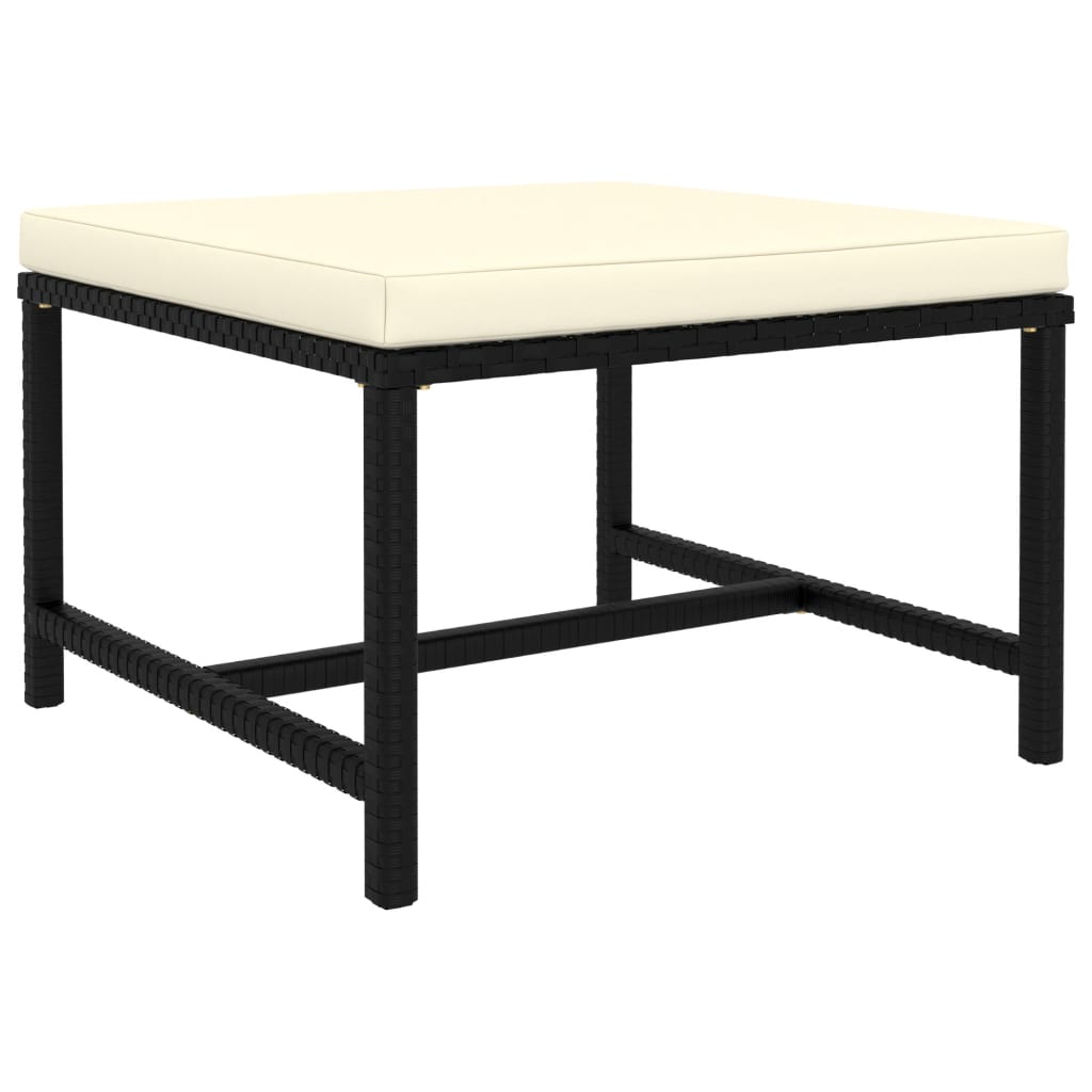 9-Delige Loungeset Met Kussens Poly Rattan Zwart 3x hoek + 4x midden + 2x voetensteun