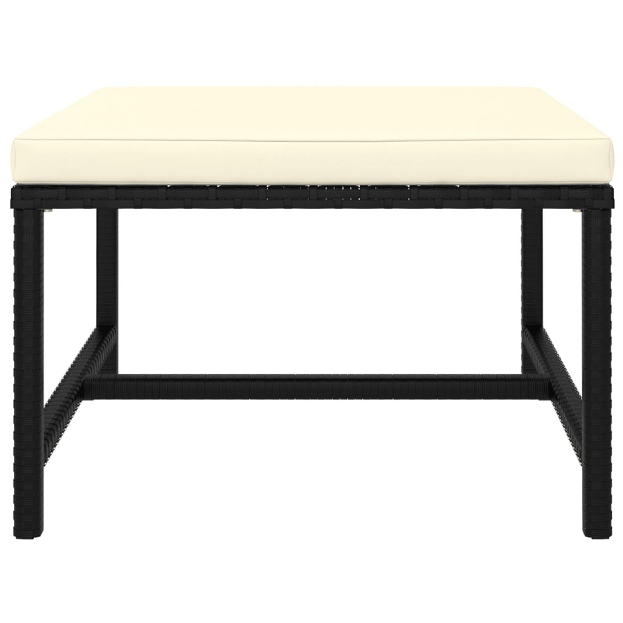 9-Delige Loungeset Met Kussens Poly Rattan Zwart 3x hoek + 4x midden + 2x voetensteun