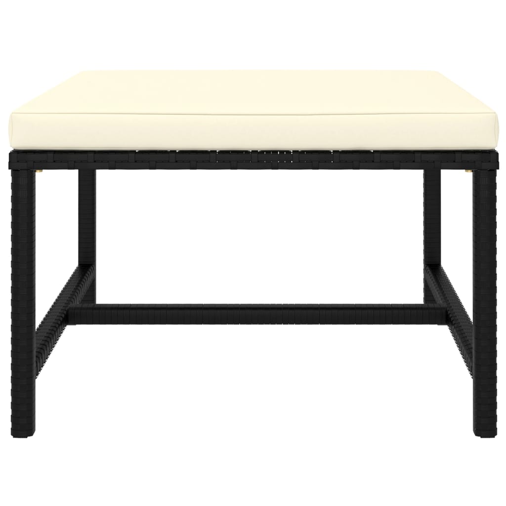 10-Delige Loungeset Met Kussens Poly Rattan Zwart 5x hoek + 3x midden + voetensteun