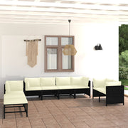 Loungeset 10-delig poly rattan zwart
