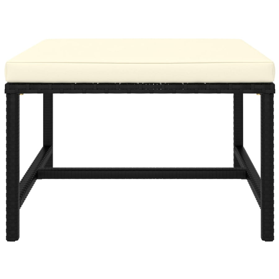 -Delige Loungeset Met Kussens Poly Rattan Zwart 3x hoek + 5x midden + 3x voetensteun