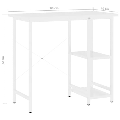 Computerbureau 80X40X72 Cm Mdf En Metaal Wit