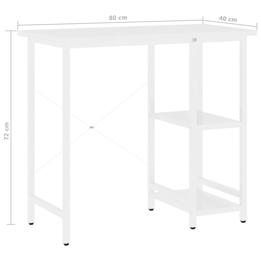 Computerbureau 80X40X72 Cm Mdf En Metaal Wit