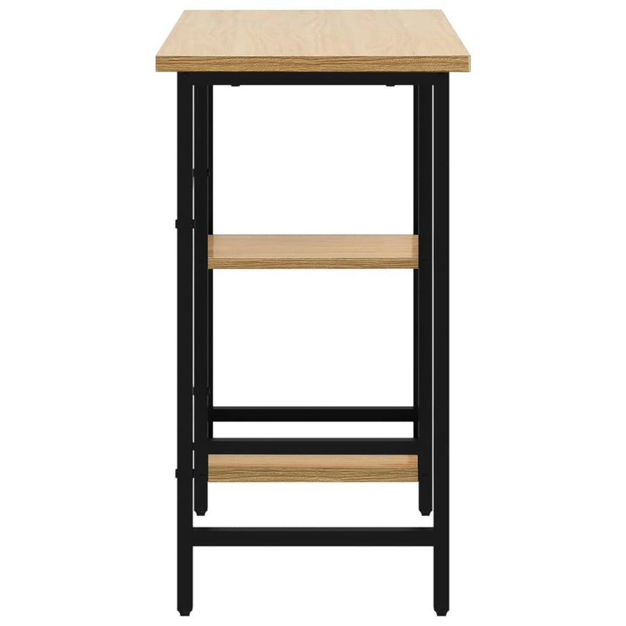 Computerbureau 80X40X72 Cm Mdf Metaal Zwart Lichteikenkleurig black and light oak