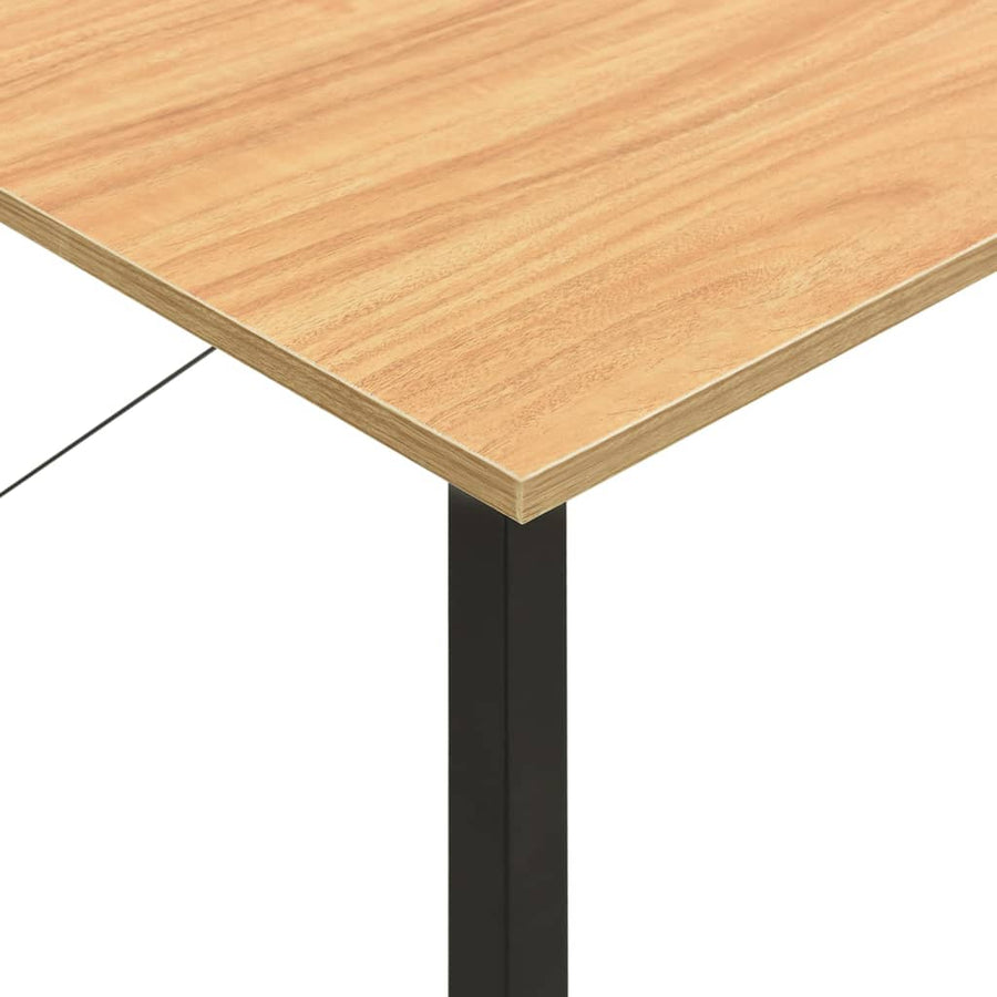Computerbureau 80X40X72 Cm Mdf Metaal Zwart Lichteikenkleurig black and light oak