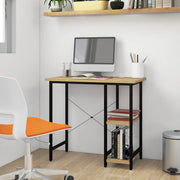 Computer desk 80x40x72 cm MDF metal black light oak