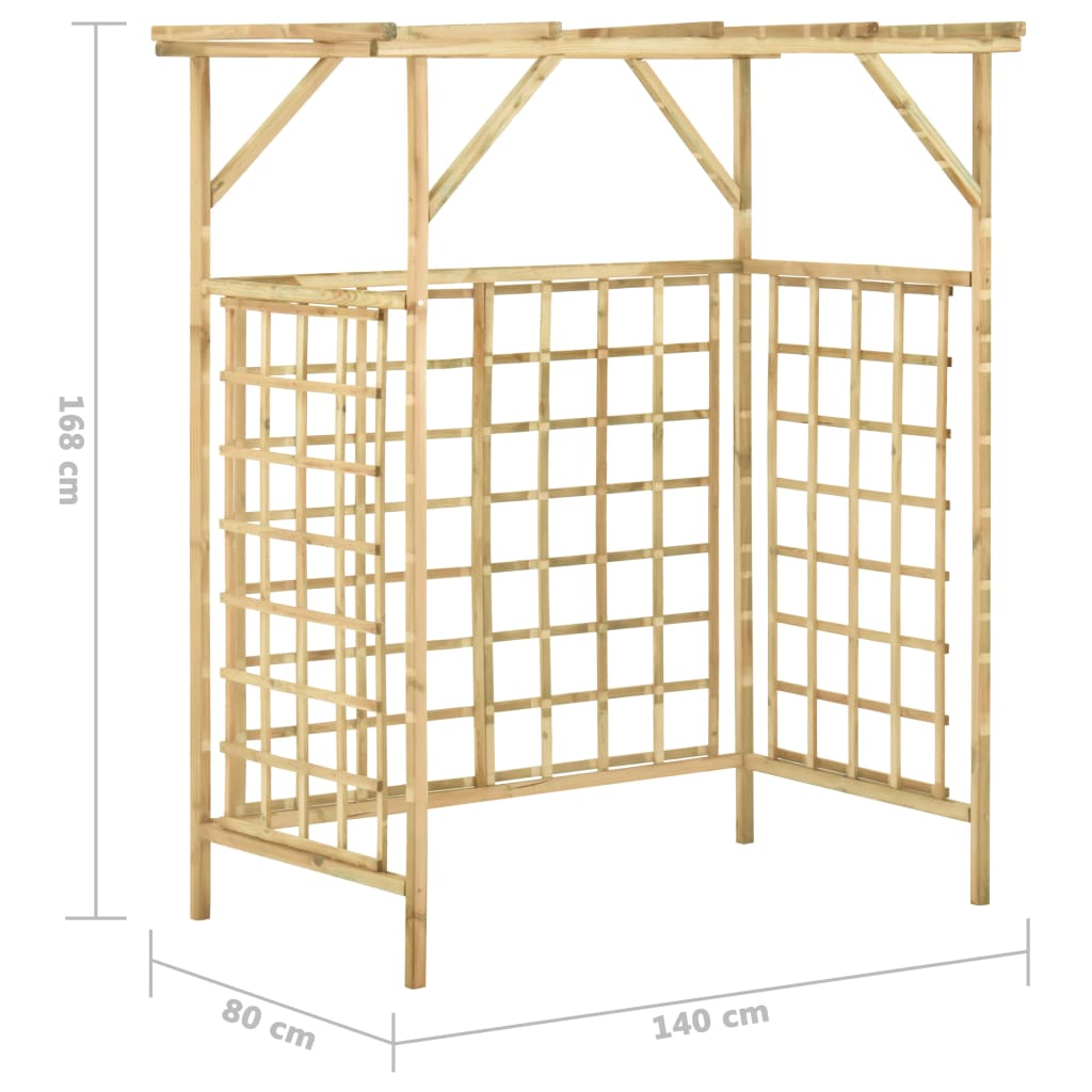 Pergola Voor 2 Containers Geïmpregneerd Grenenhout 140 x 80 x 168 cm