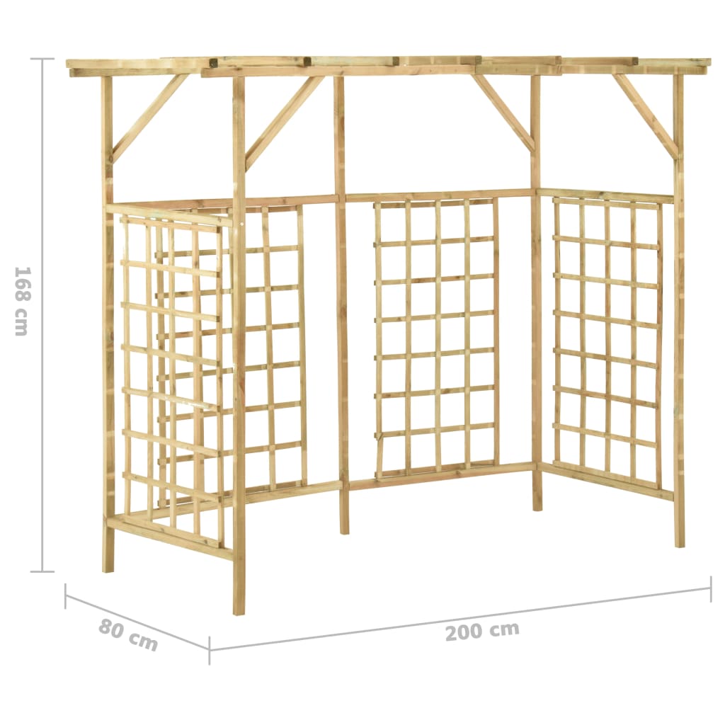 Pergola Voor 3 Containers Geïmpregneerd Grenenhout 200 x 80 x 168 cm