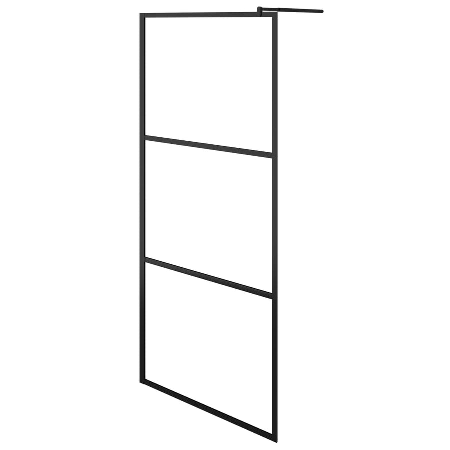 Inloopdouchewand Transparant Esg-Glas 90 x 195 cm Zwart Doorzichtig