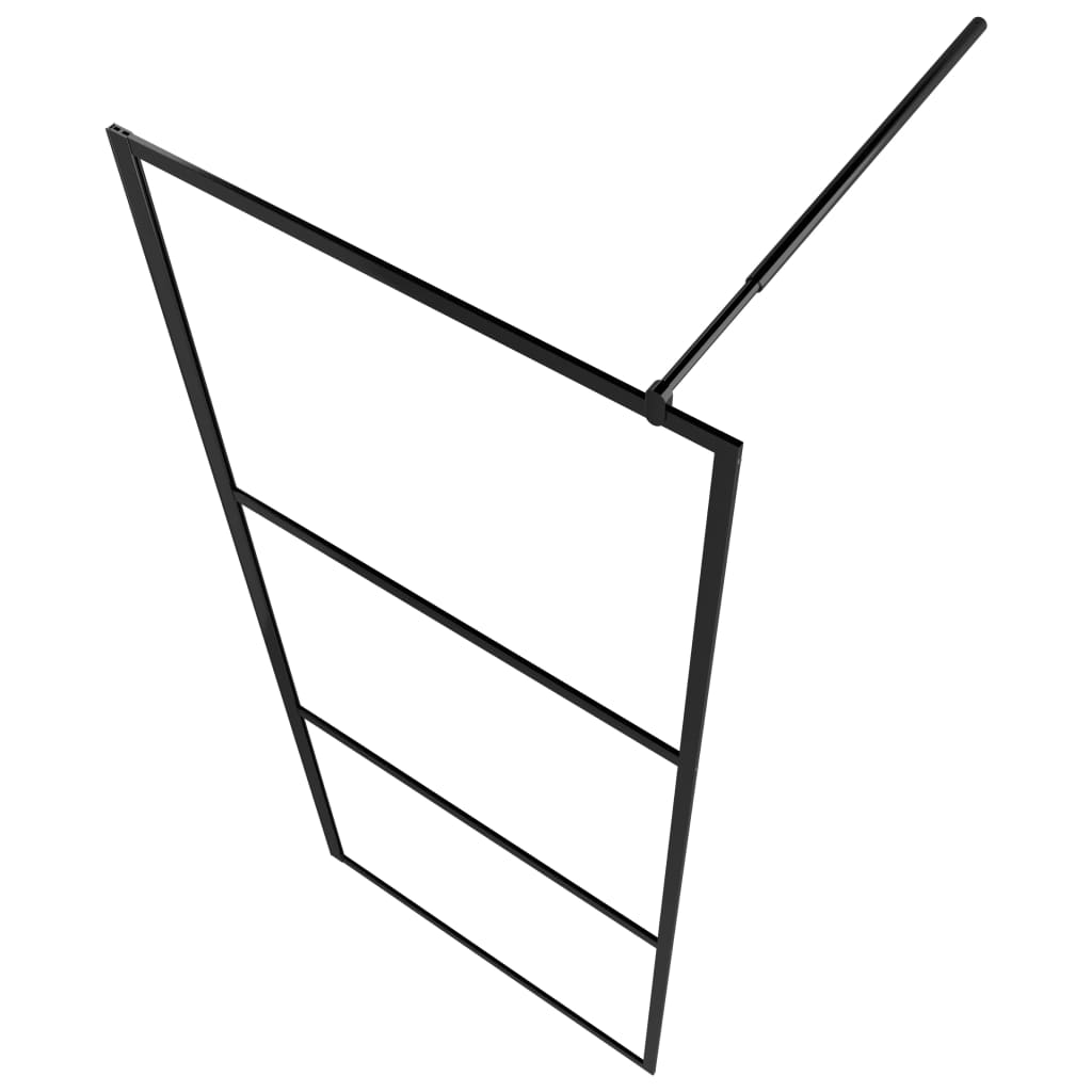 Inloopdouchewand Transparant Esg-Glas 90 x 195 cm Zwart Doorzichtig