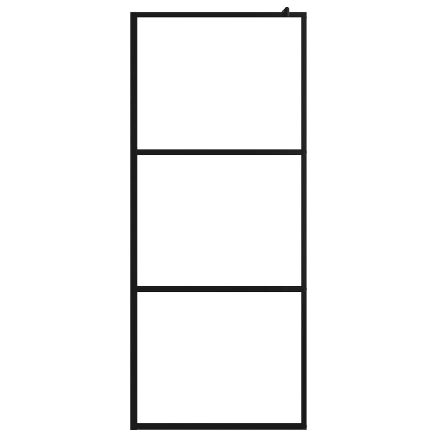 Inloopdouchewand Transparant 100X195 Cm Esg-Glas Zwart