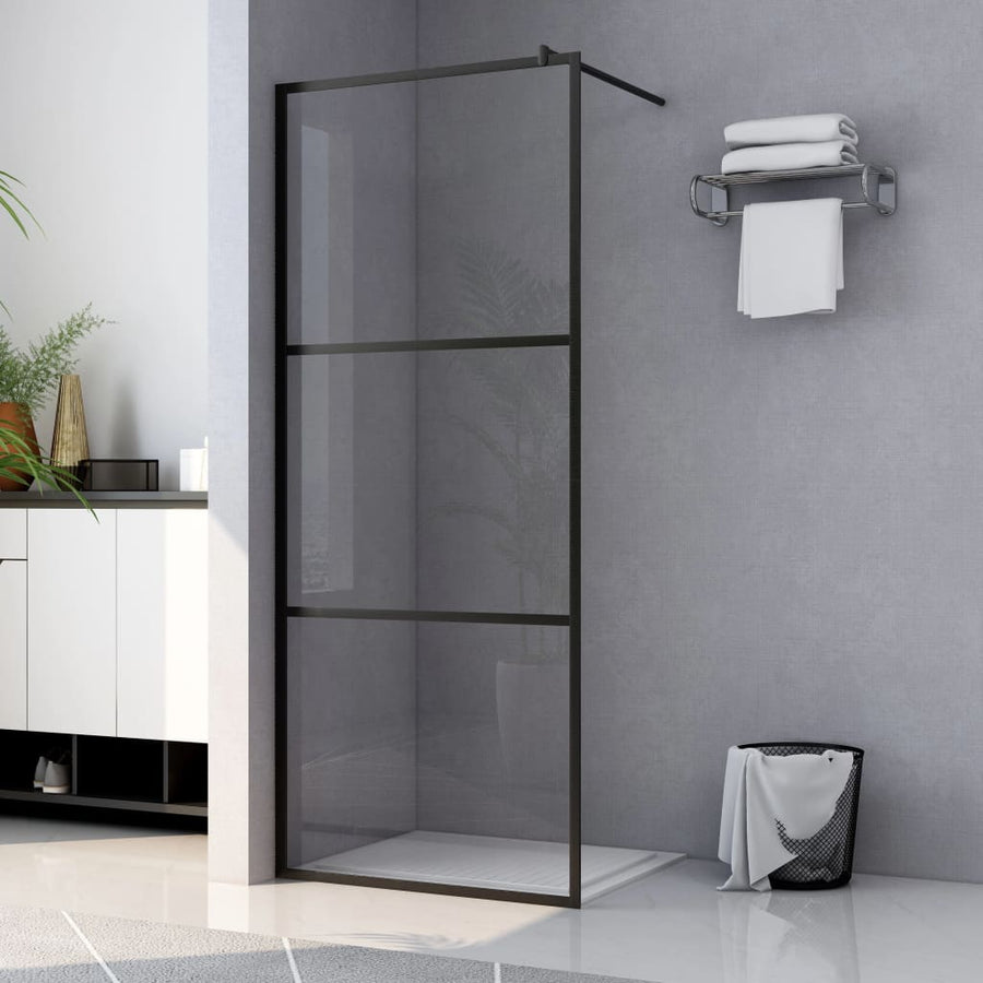 Inloopdouchewand Transparant 100X195 Cm Esg-Glas Zwart