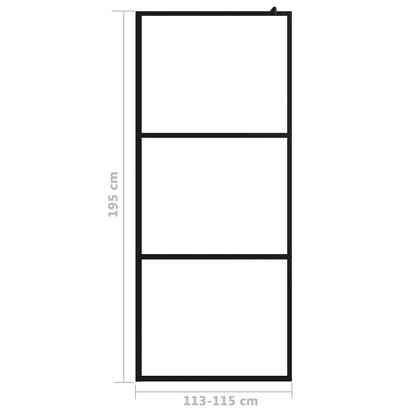 Inloopdouchewand Transparant 115X195 Cm Esg-Glas Zwart