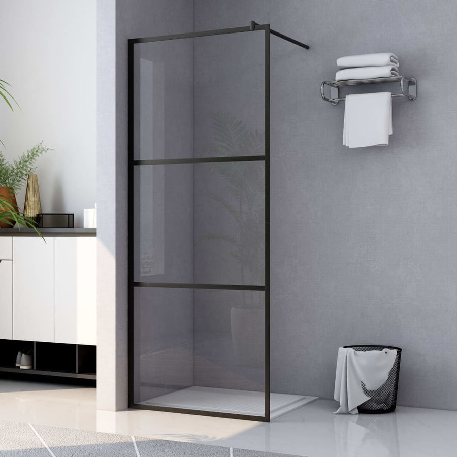 Inloopdouchewand Transparant 115X195 Cm Esg-Glas Zwart
