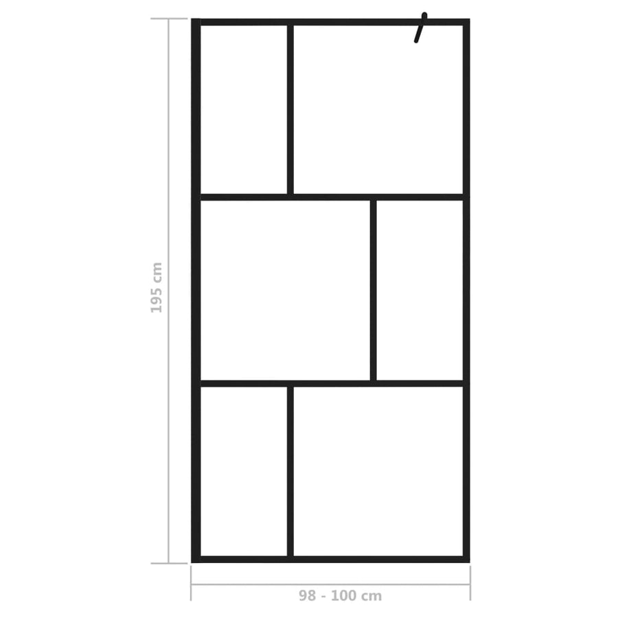Inloopdouchewand 100X195 Cm Gehard Glas Zwart