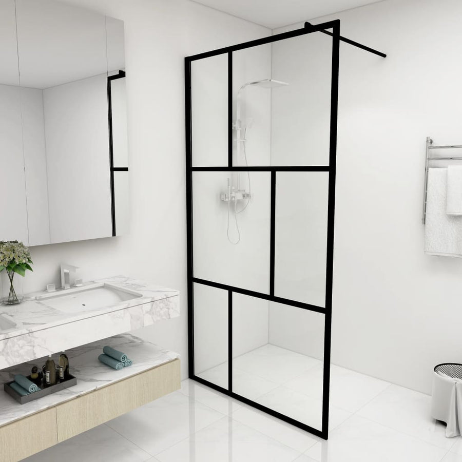 Inloopdouchewand 100X195 Cm Gehard Glas Zwart
