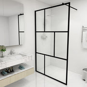 Walk-in Shower Screen 115x195 cm Tempered Glass Black