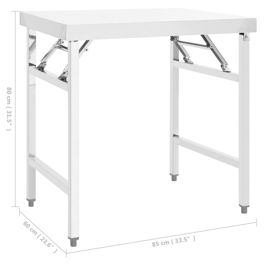 Keukenwerktafel Inklapbaar Roestvrij Staal 85 x 60 x 80 cm