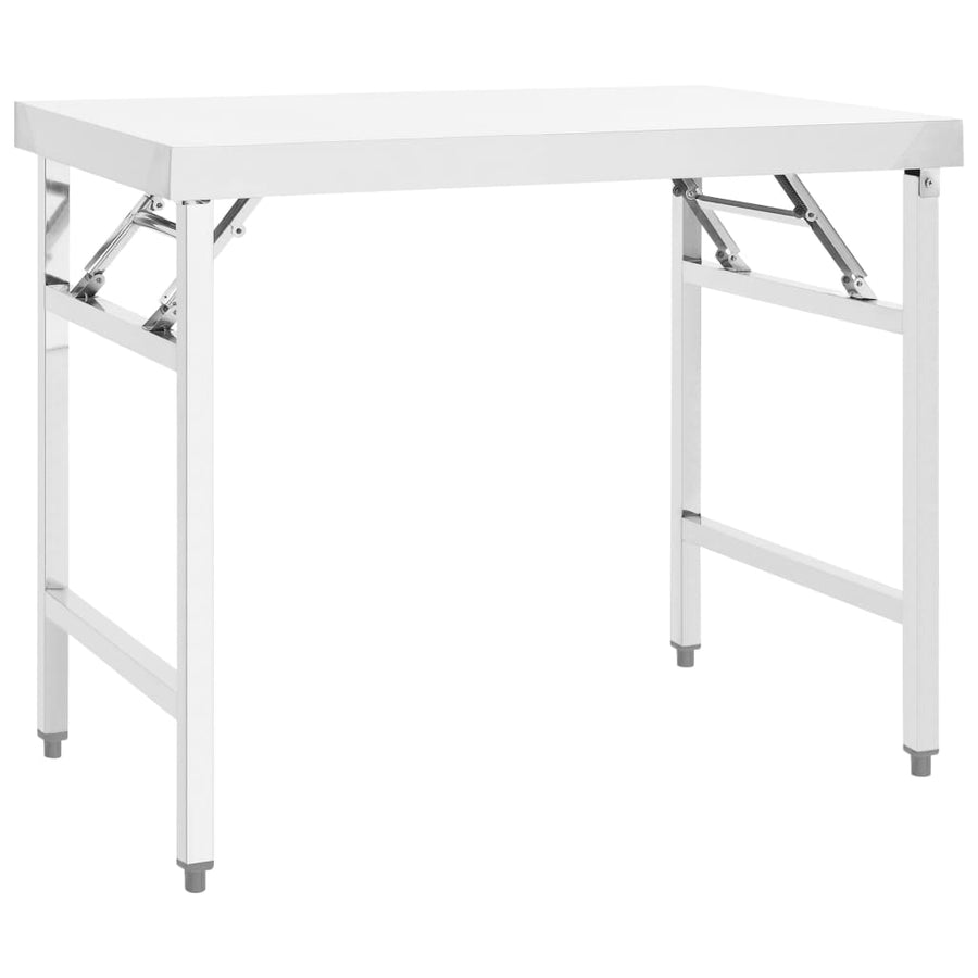 Keukenwerktafel Inklapbaar Roestvrij Staal 100 x 60 x 80 cm