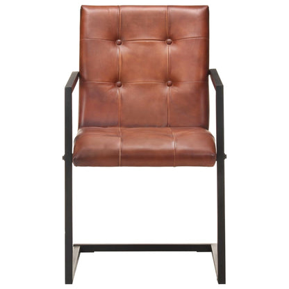 Eetkamerstoelen 4 st echt leer bruin