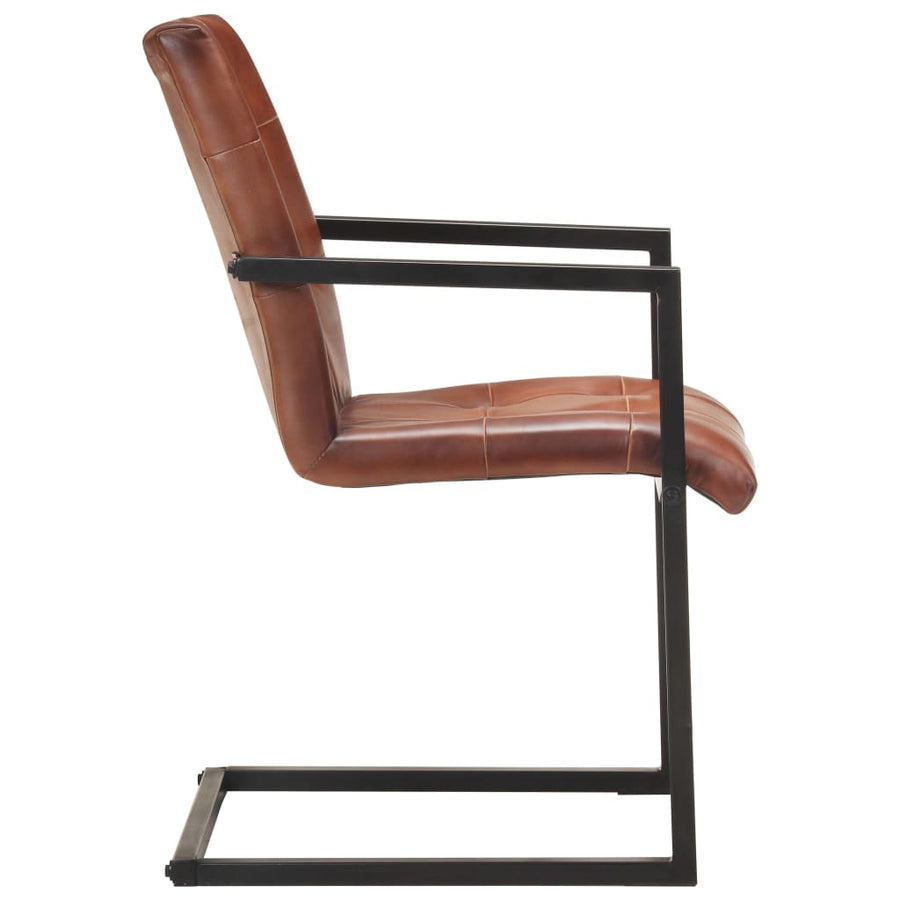 Eetkamerstoelen 4 st echt leer bruin
