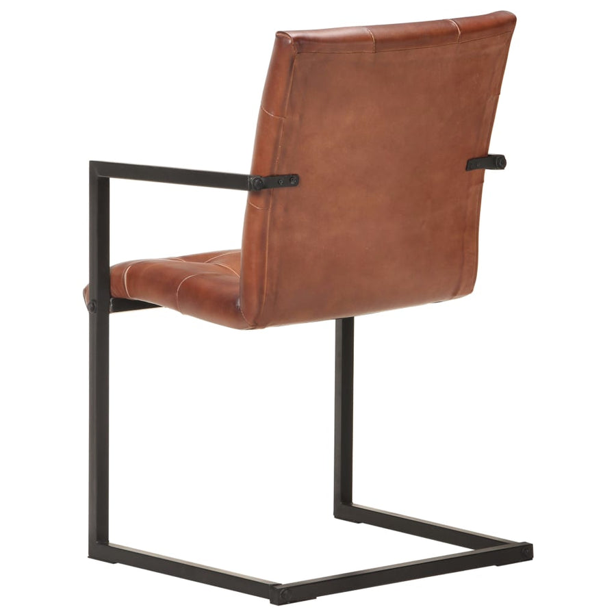 Eetkamerstoelen 4 st echt leer bruin