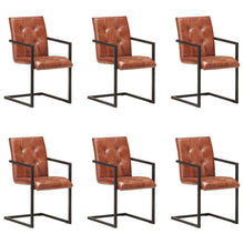 Eetkamerstoelen 6 st echt leer bruin