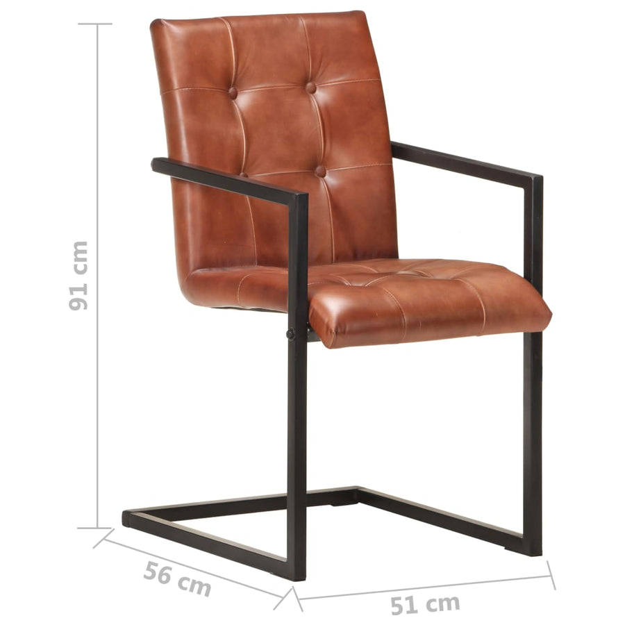 Eetkamerstoelen 6 st echt leer bruin
