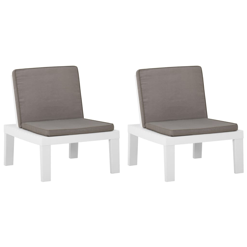 Loungestoelen Met Kussens Kunststof 1 2 Wit